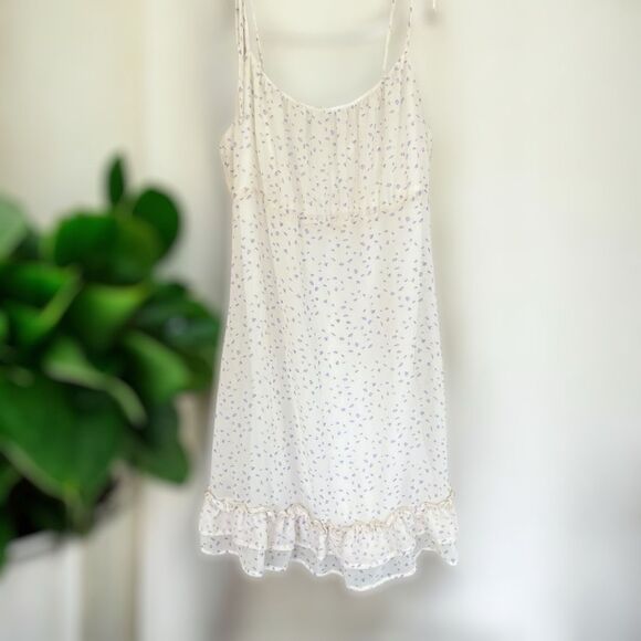Le LIs white spaghetti strap ruffle purple speckle dress Y2K spring fling - Picture 1 of 6